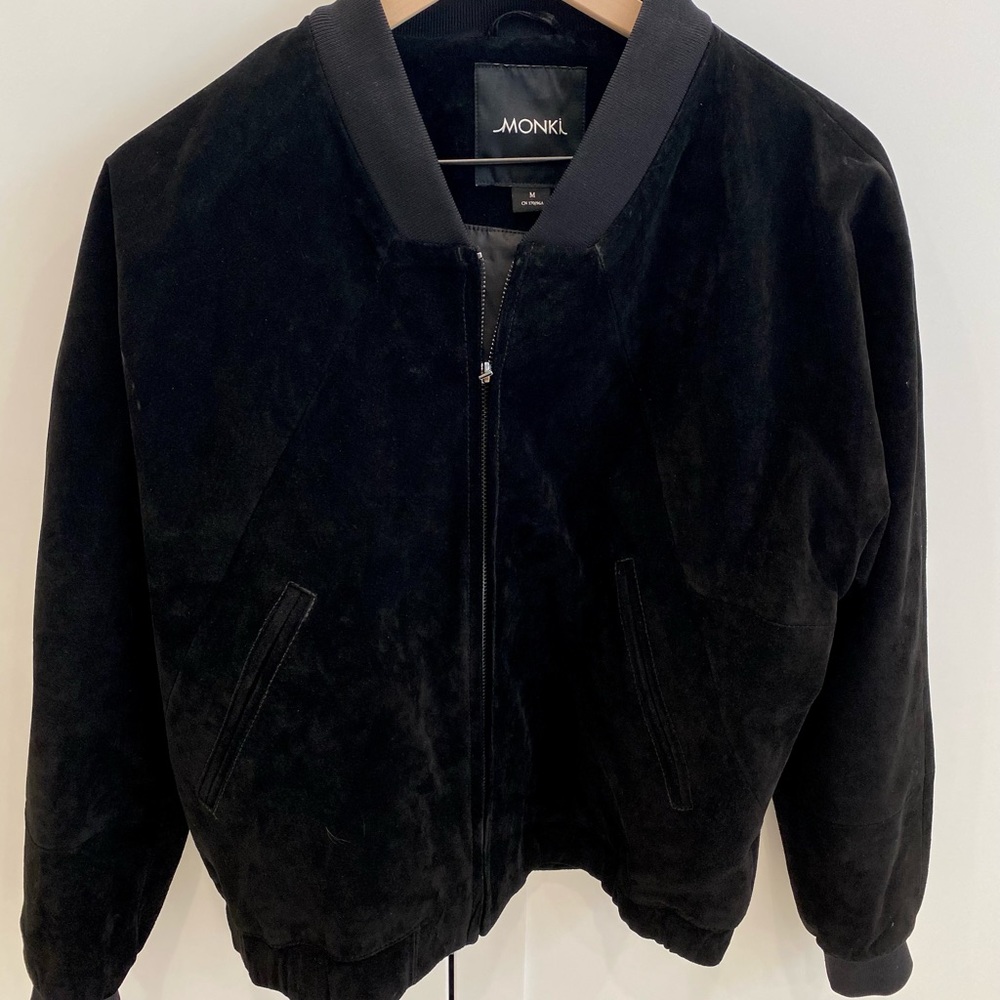 Black Suede Bomber Jacket